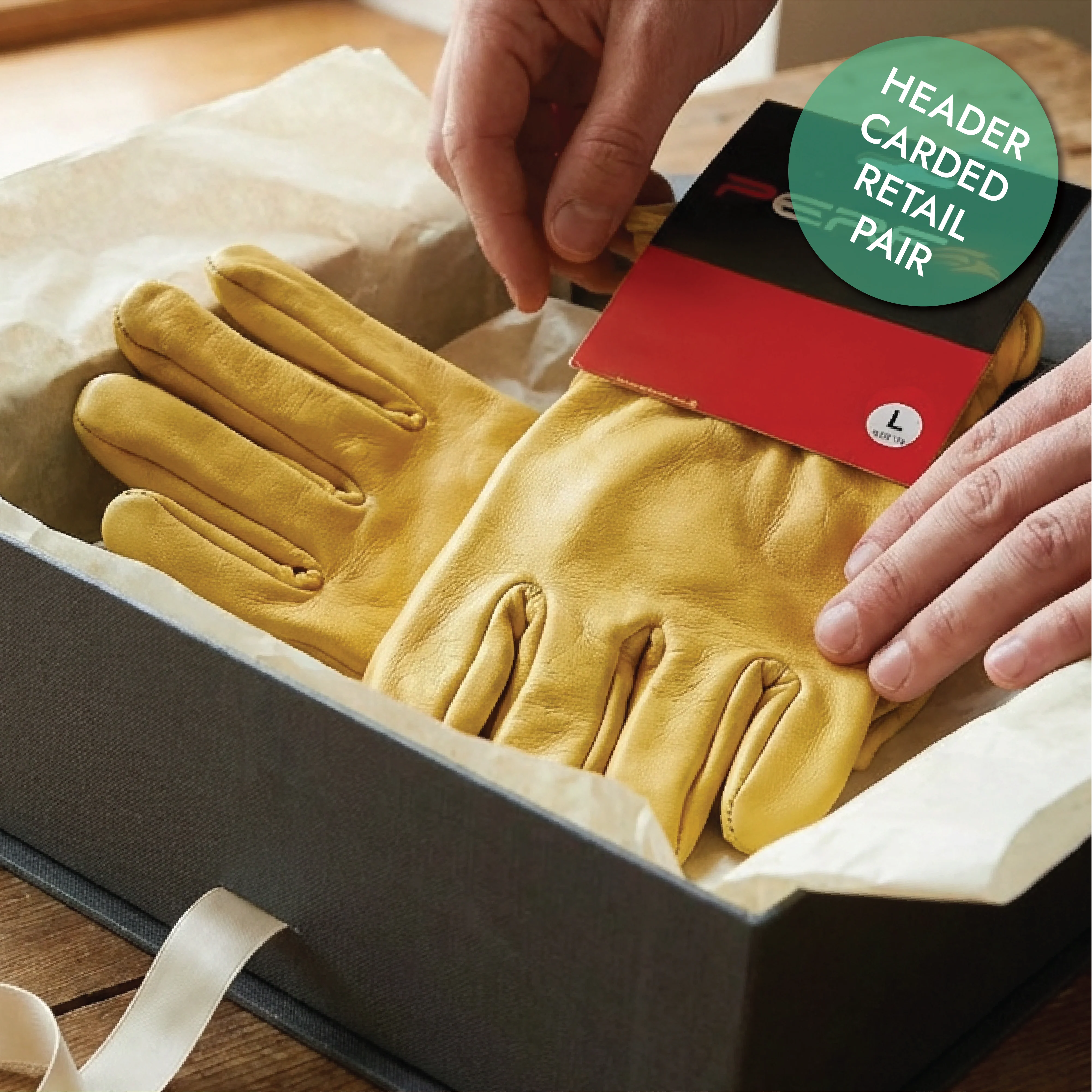 Perf - Atlas - Superior Soft Grain Lined Drivers Gloves - Gold - Retail Pair