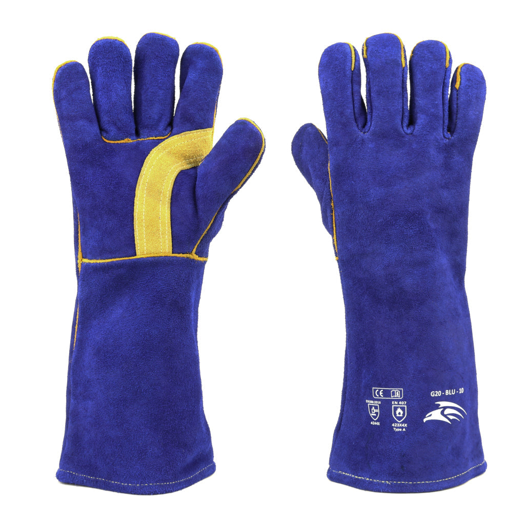 Perf - Alcor - 40cm Superior Reinforced FR Aramid Welders Gauntlet - Blue - Pack of 10