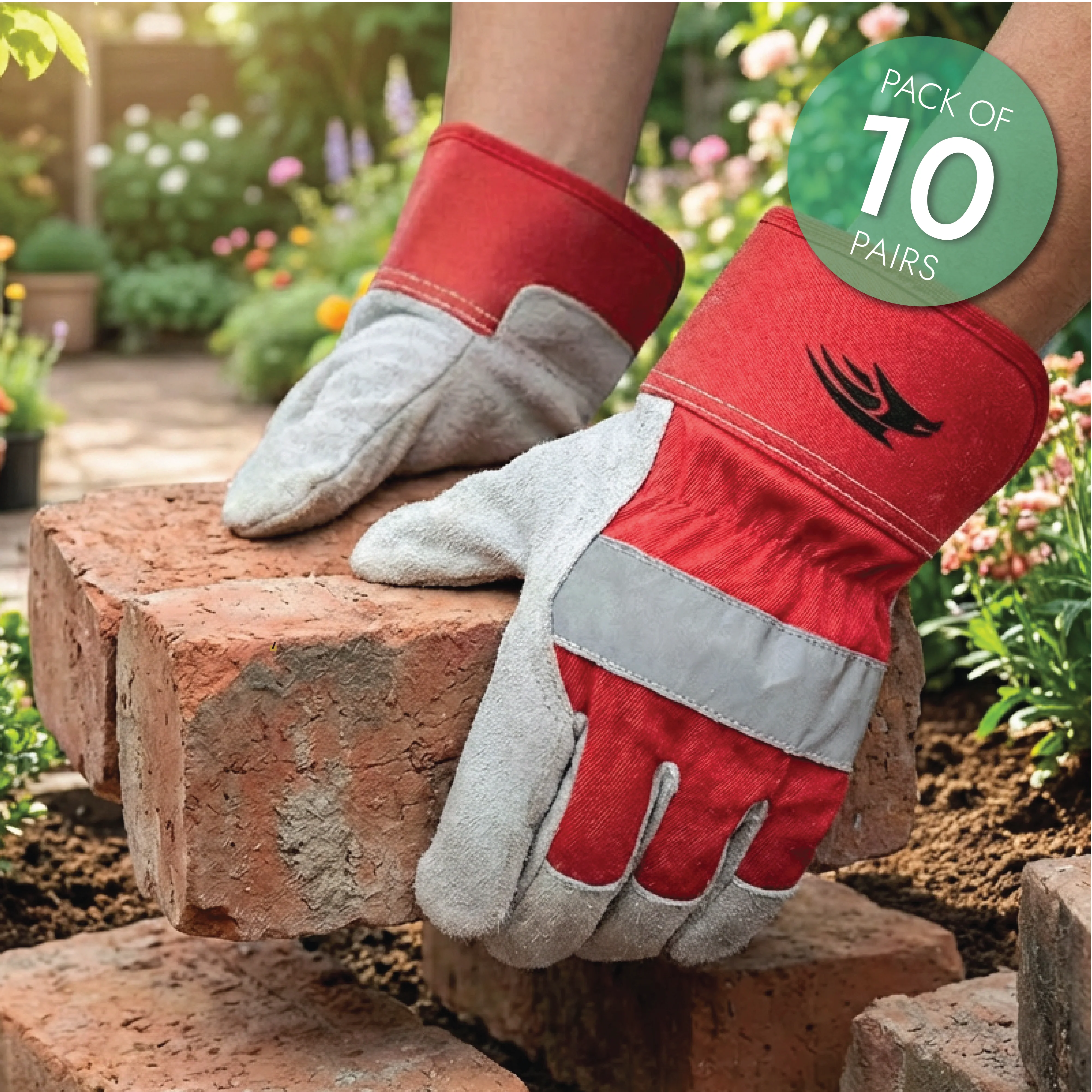 Perf - Carpo - Reinforced Double Palm Rigger Gloves - Red - Pack of 10