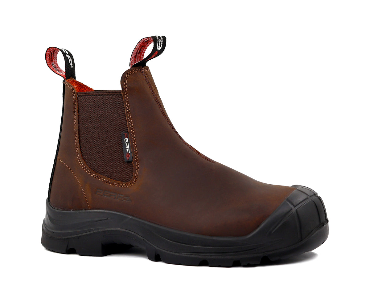 Perf - Dealer Pro - Water Resistant Leather Safety Dealer Boots c/w Cap - Brown