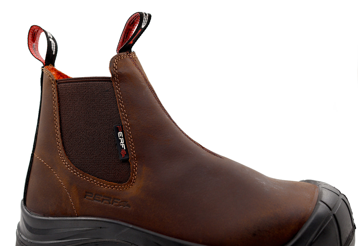 Perf - Dealer Pro - Water Resistant Leather Safety Dealer Boots c/w Cap - Brown