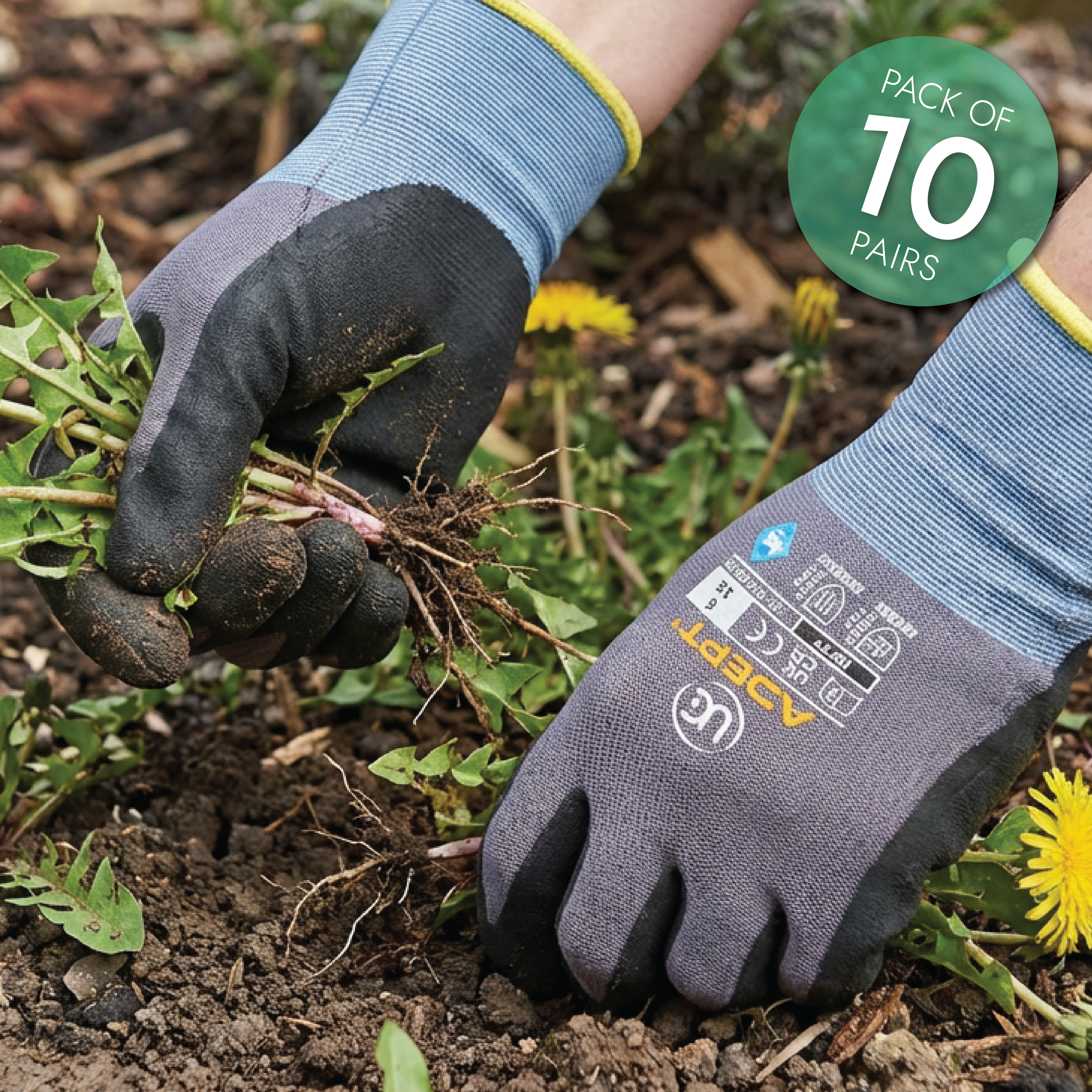 UCI - Adept - NFT Micro Foam Nitrile Palm Coated Gloves - Grey - Pack of 10