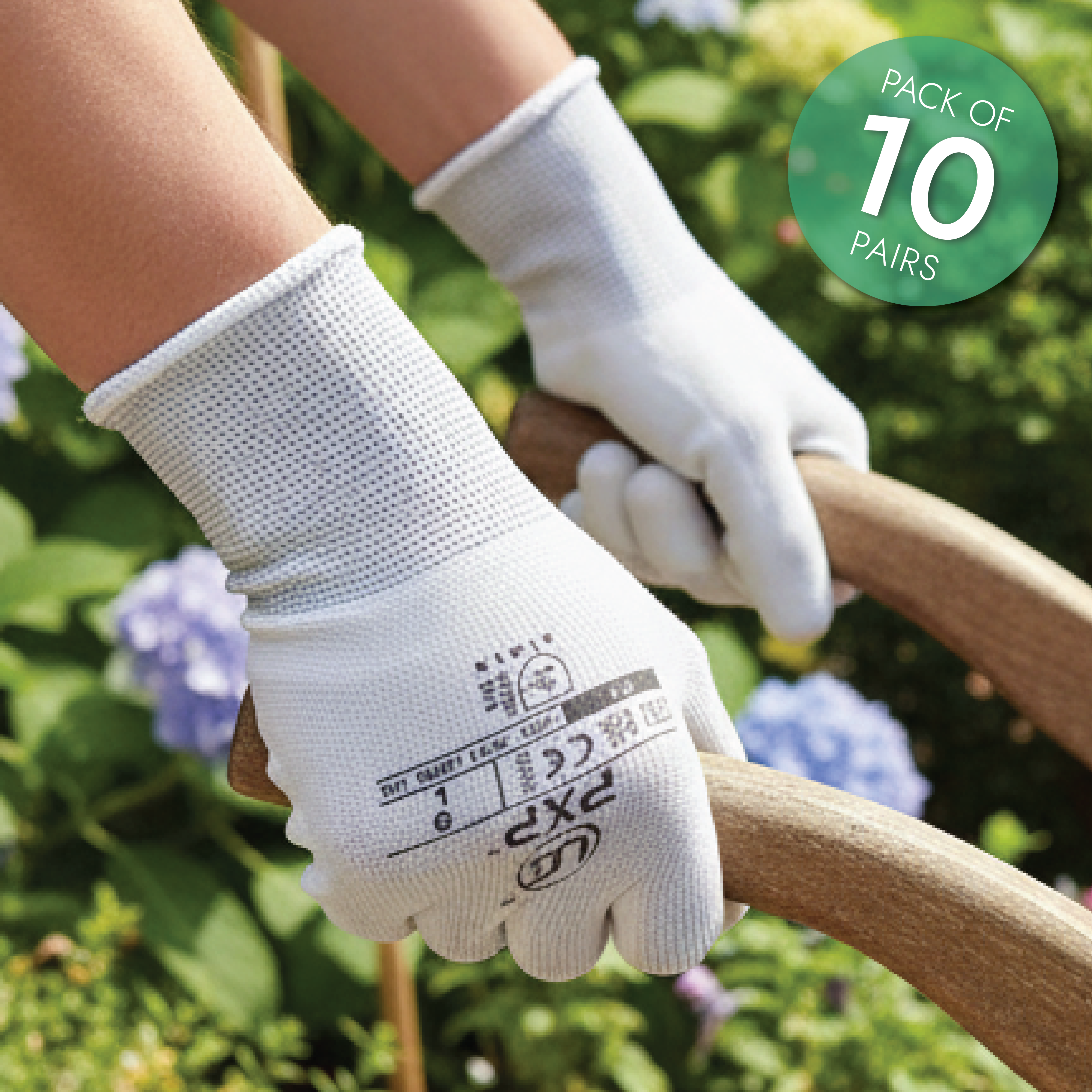 UCI - PXP-WH - PU Palm Polyester Gloves - White - Pack of 10